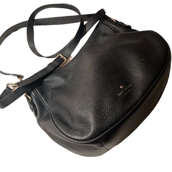 Kate Spade Black Leather Shoulder and Crossbody Purse Top Zip Closure - Picture 1 of 13